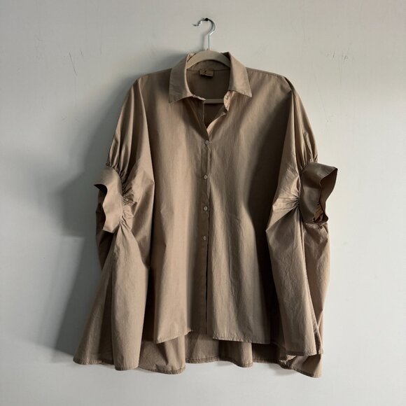 Italian 100% Cotton Oversized Button Up Shirt NWOT, One Size - Picture 7 of 14